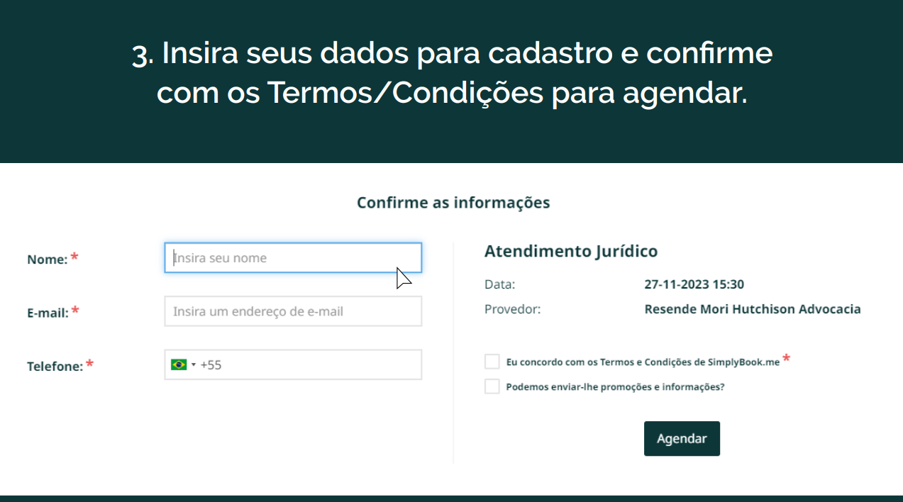 Calendário de disponibilidades