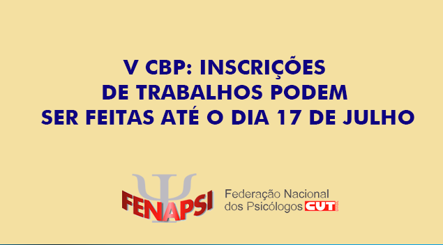 V CBP: inscrições de trabalhos podem ser feitas até o dia 17 de julho