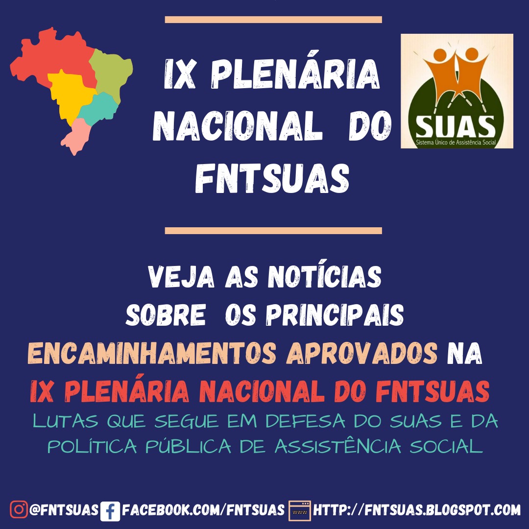 FNTSUAS realiza sua IX Plenária Nacional no último dia 27 de Novembro de 2021